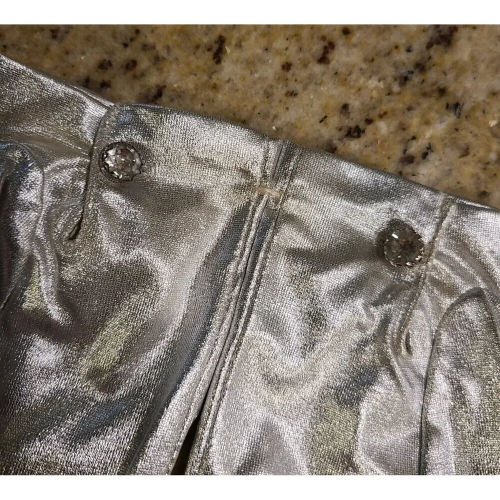 New! Vintage Size M 7 Metallic Silver Stretch Nylon Formal 8